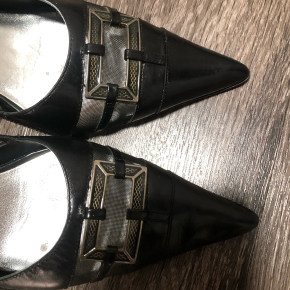 Vintage Franco Fortini "Marilyn" Black Leather Kitten Heel Pumps - Picture 4 of 10
